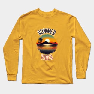 Summer Vibes Vintage Tropical Sunset Long Sleeve T-Shirt